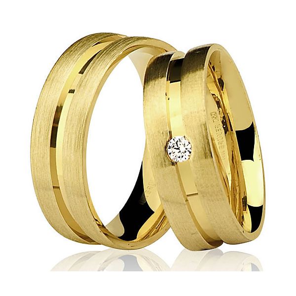 Aliança de Ouro 18k Anatômica Fosca com Brilhante 7.0mm